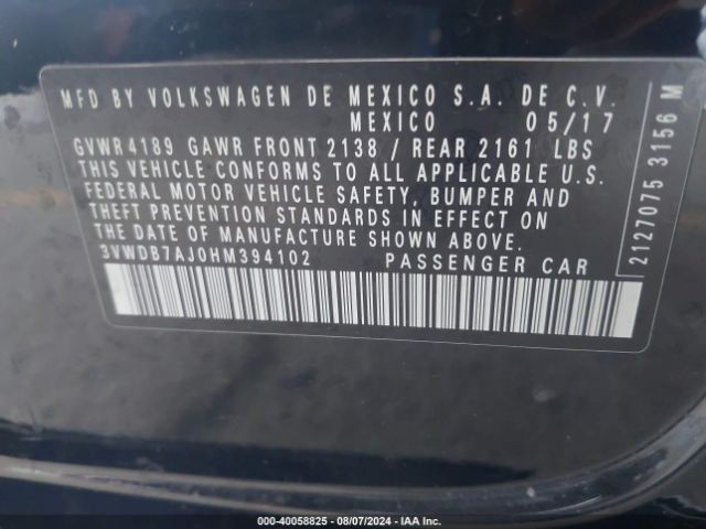 3VWDB7AJ0HM394102 Volkswagen Jetta 1.4t Se