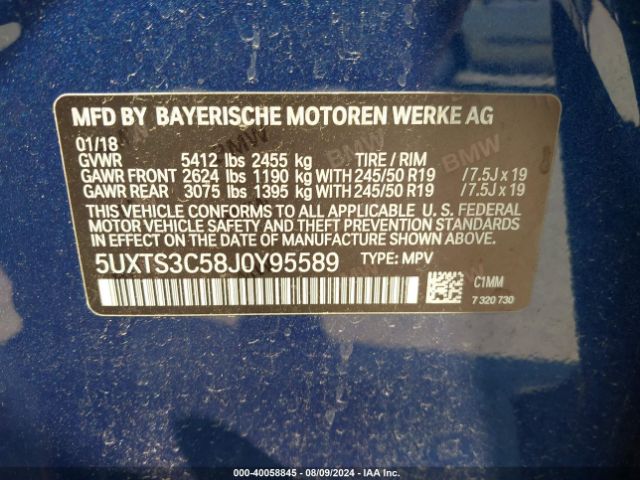 5UXTS3C58J0Y95589 BMW X3 M40i