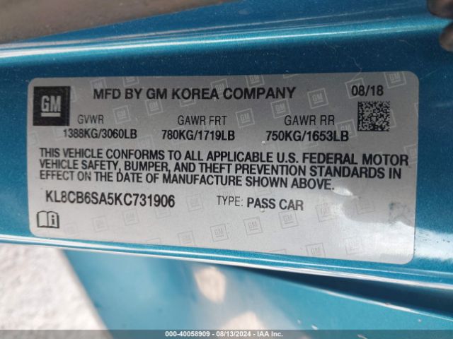 KL8CB6SA5KC731906 Chevrolet Spark Ls Cvt