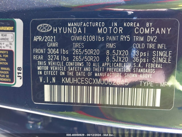 KMUHCESCXMU062645 Genesis Gv80 3.5t Awd