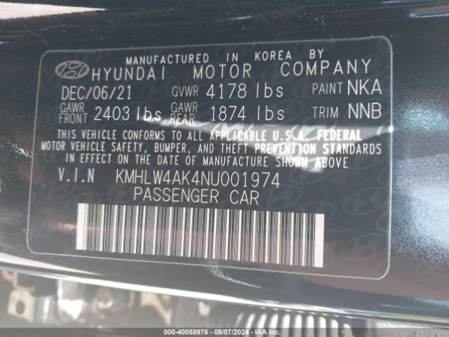 KMHLW4AK4NU001974 Hyundai ELANTRA N
