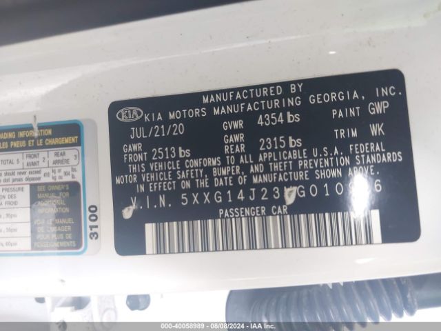 5XXG14J23MG010996 KIA K5 LXS