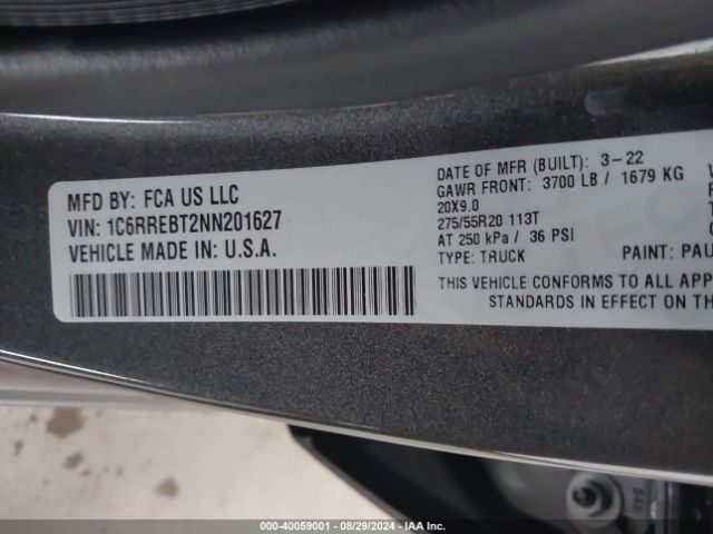1C6RREBT2NN201627 RAM 1500 Lone Star Quad Cab 4x2 6'4 Box