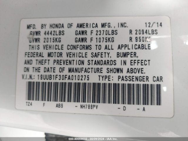 19UUB1F30FA010275 Acura TLX