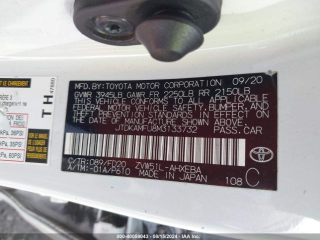 JTDKAMFU8M3133732 Toyota Prius Le