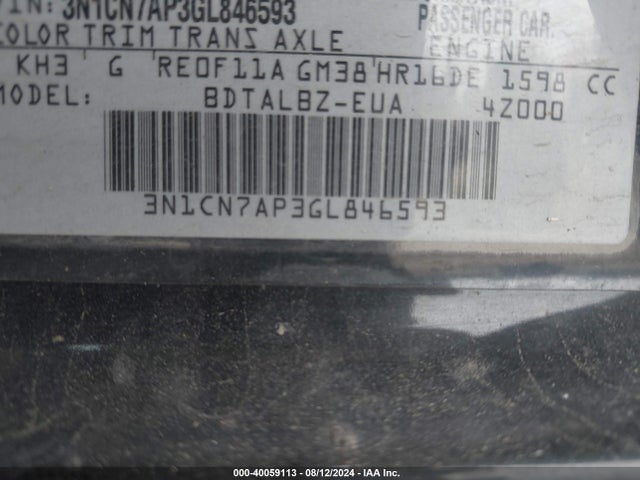 Nissan Versa 1.6 Sv 2016 3N1CN7AP3GL846593 Image 9
