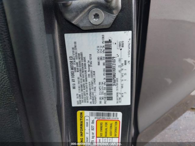 3FA6P0MU1KR121079 Ford Fusion Hybrid Sel
