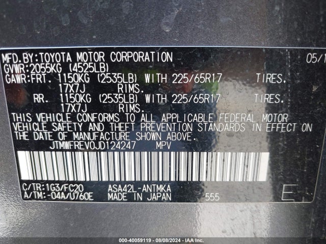 Toyota Rav4 Xle 2018 JTMWFREV0JD124247 Image 9
