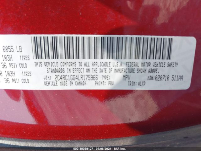 2C4RC1GG4LR175966 Chrysler Pacifica Limited