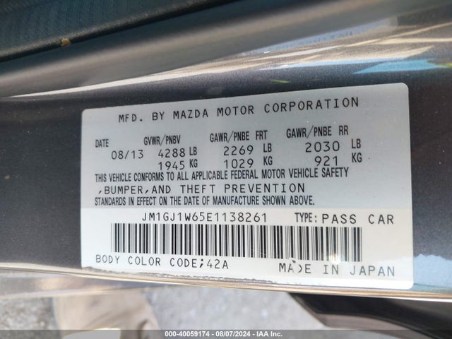 Mazda 6 Grand Touring 2014 JM1GJ1W65E1138261 Image 9