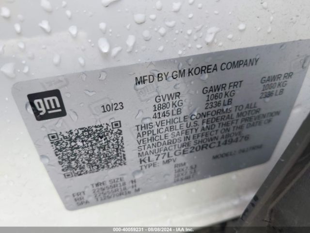 KL77LGE20RC149476 Chevrolet Trax Fwd 1rs