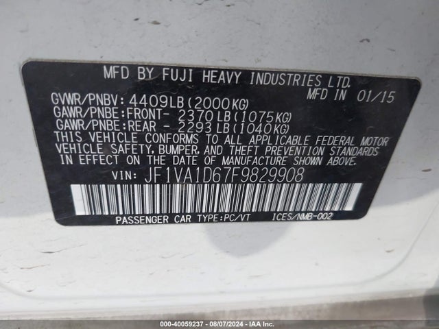 JF1VA1D67F9829908 Subaru Wrx Premium