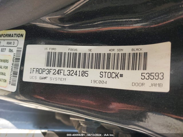 Ford FOCUS SE 2015 1FADP3F24FL324105 Image 9