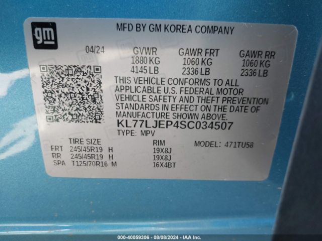 KL77LJEP4SC034507 Chevrolet Trax Fwd 2rs