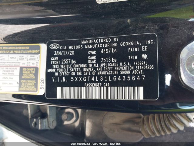 5XXGT4L31LG435647 KIA Optima Lx