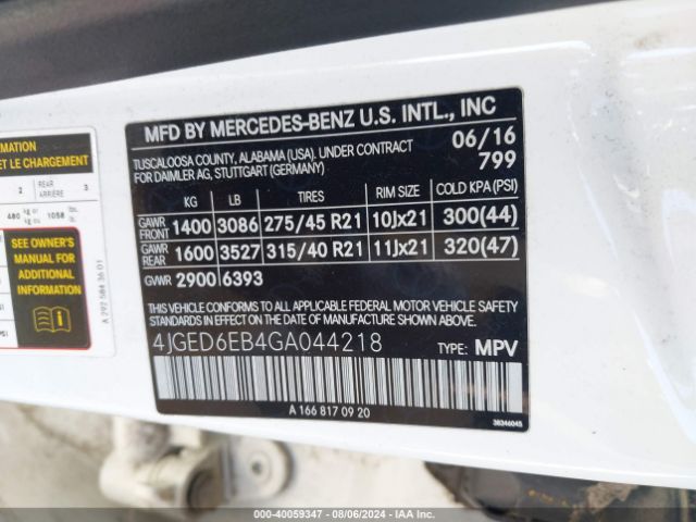 4JGED6EB4GA044218 Mercedes-Benz Gle 450 Amg Coupe 4matic