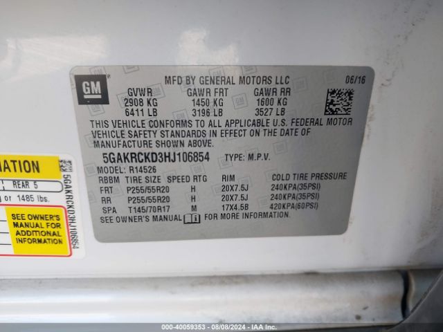 5GAKRCKD3HJ106854 Buick Enclave Premium