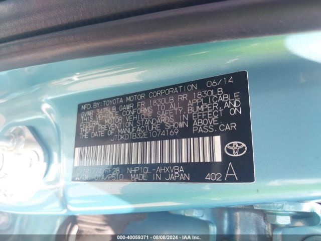 JTDKDTB32E1074169 Toyota Prius C Four