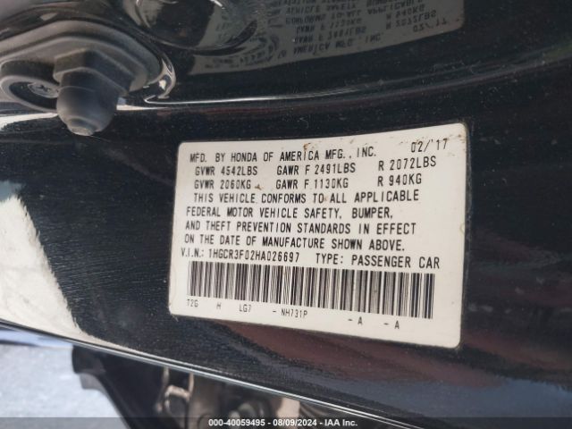1HGCR3F02HA026697 Honda Accord Ex-l V6
