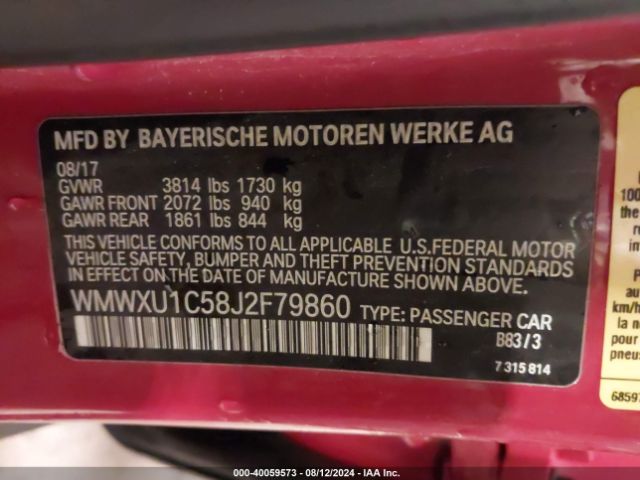 WMWXU1C58J2F79860 Mini Hardtop Cooper