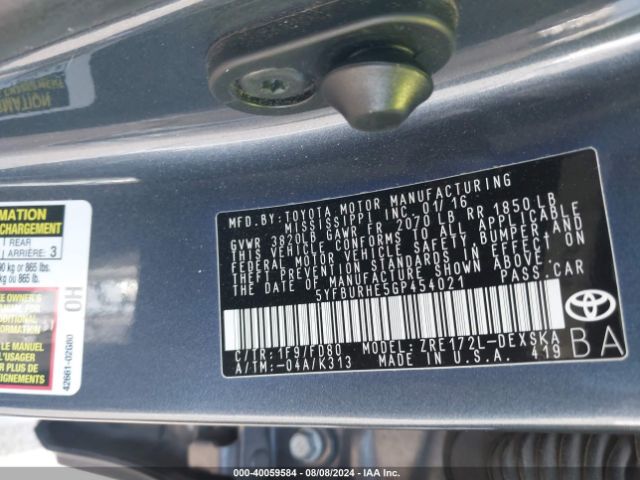 5YFBURHE5GP454021 Toyota Corolla S Plus