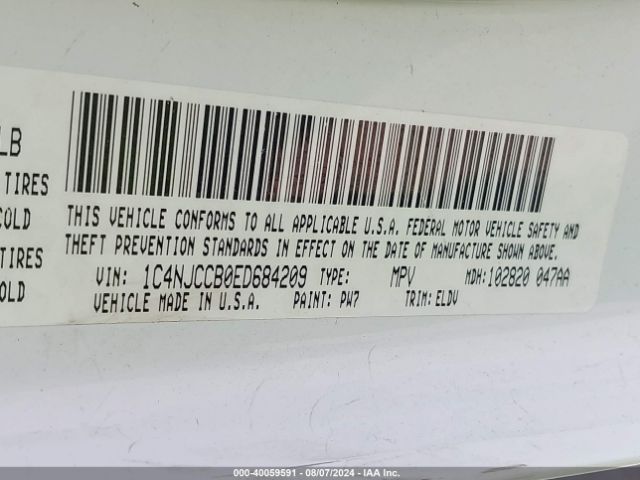 1C4NJCCB0ED684209 Jeep Compass Limited