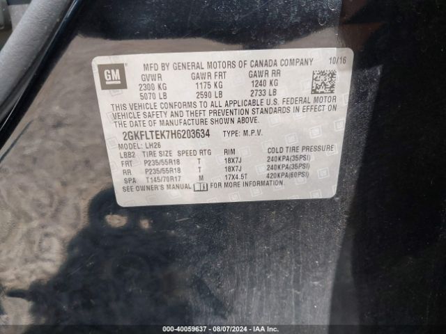 2GKFLTEK7H6203634 GMC Terrain Sle-2