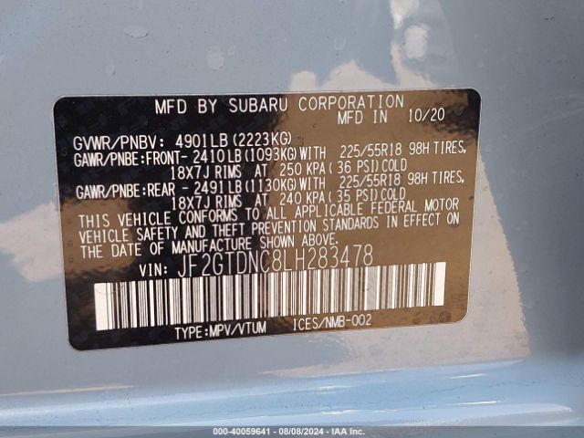 JF2GTDNC8LH283478 Subaru CROSSTREK HYBRID