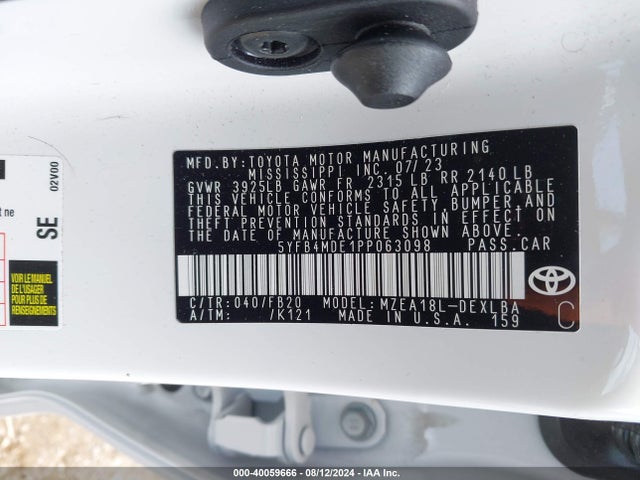 Toyota COROLLA LE 2023 5YFB4MDE1PP063098 Image 9