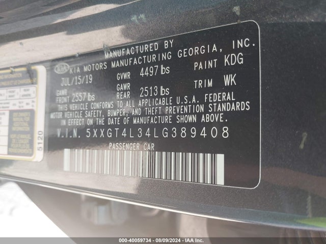 KIA Optima Lx 2020 5XXGT4L34LG389408 Image 9