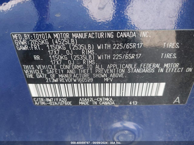 Toyota Rav4 Xle 2015 2T3WFREV0FW160529 Image 9