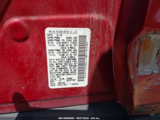 JN8AT2MT1GW001326 Nissan ROGUE S