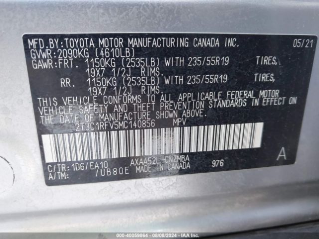 2T3C1RFV5MC140856 Toyota Rav4 Xle Premium
