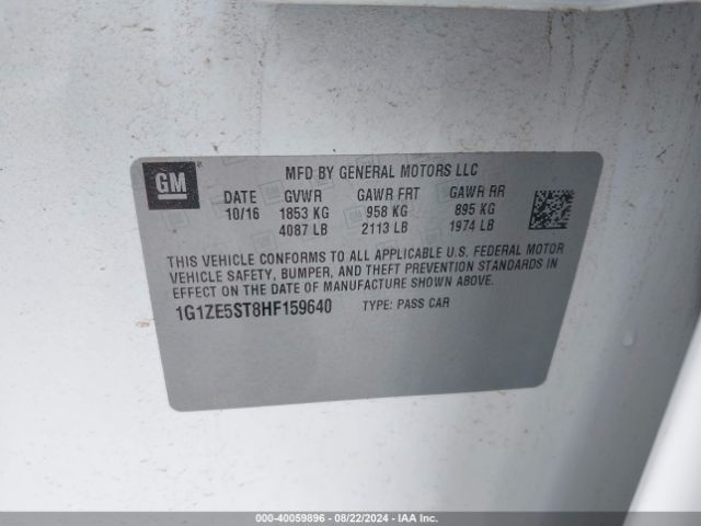 1G1ZE5ST8HF159640 Chevrolet MALIBU 1LT