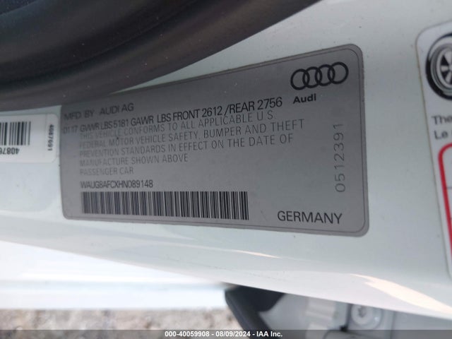 WAUG8AFCXHN089148 Audi A6 2.0t Premium