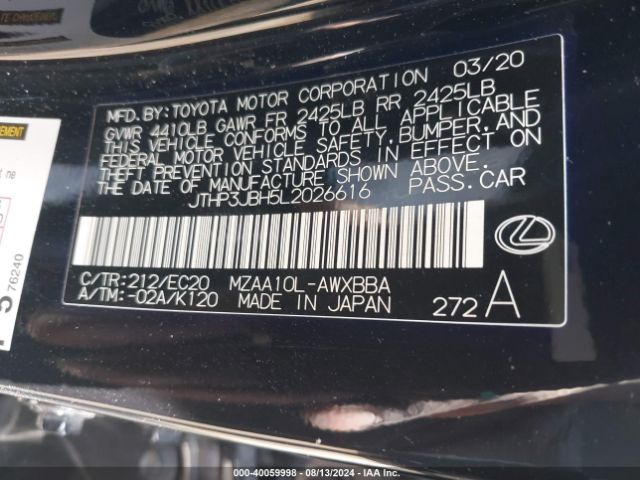JTHP3JBH5L2026616 Lexus UX 200