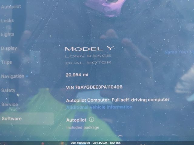 7SAYGDEE3PA110496 Tesla Model Y Awd/long Range Dual Motor All-wheel Drive