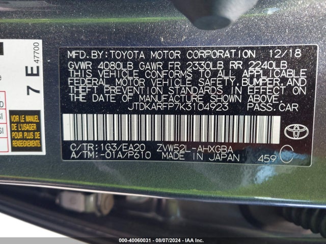 JTDKARFP7K3104923 Toyota Prius Prime Advanced