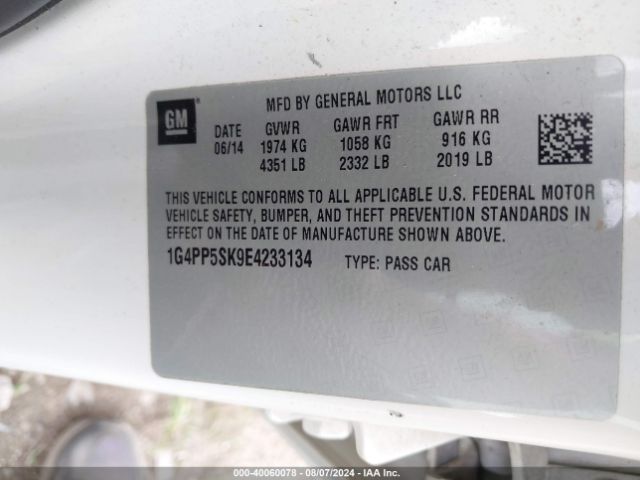 1G4PP5SK9E4233134 Buick Verano