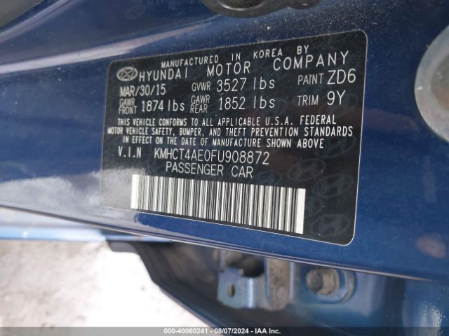KMHCT4AE0FU908872 Hyundai ACCENT GLS