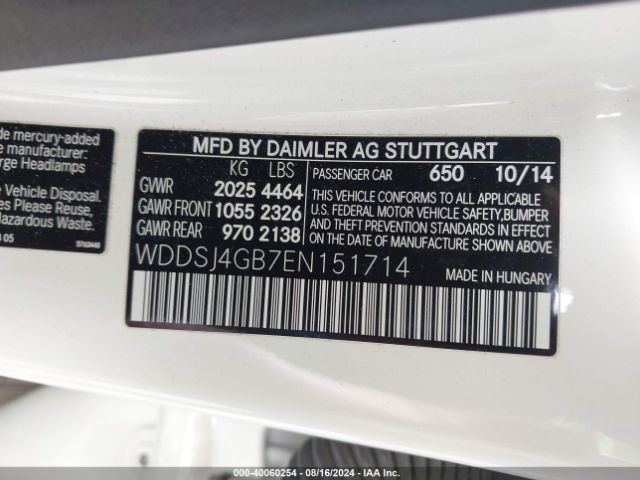 WDDSJ4GB7EN151714 Mercedes-Benz CLA 250 4MATIC