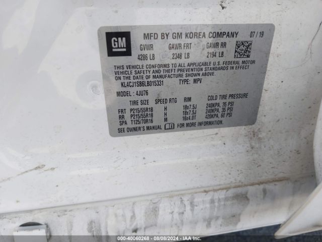 KL4CJ1SB6LB015331 Buick Encore Fwd Sport Touring