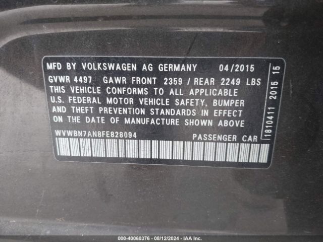 WVWBN7AN8FE828094 Volkswagen Cc 2.0t Sport