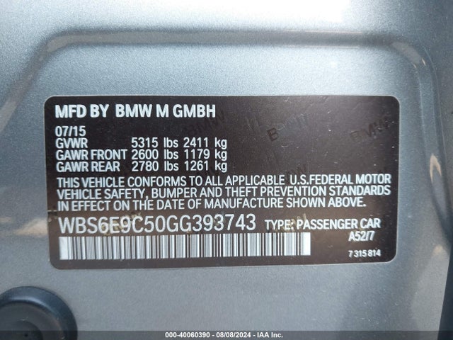 BMW M6 Gran Coupe 2016 WBS6E9C50GG393743 Image 9