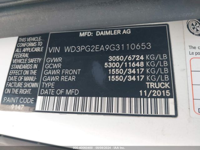 WD3PG2EA9G3110653 Mercedes-Benz Metris