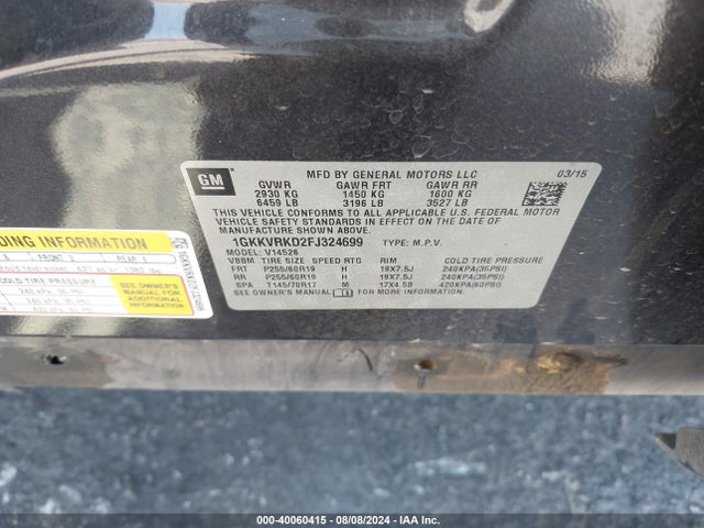 1GKKVRKD2FJ324699 GMC Acadia Slt-1