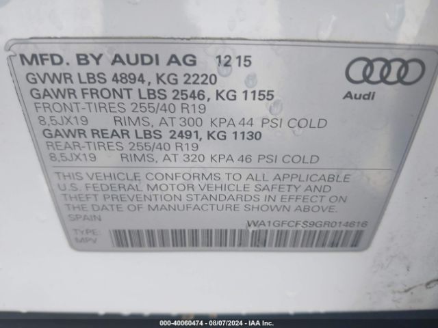 WA1GFCFS9GR014616 Audi Q3 2.0t Premium Plus