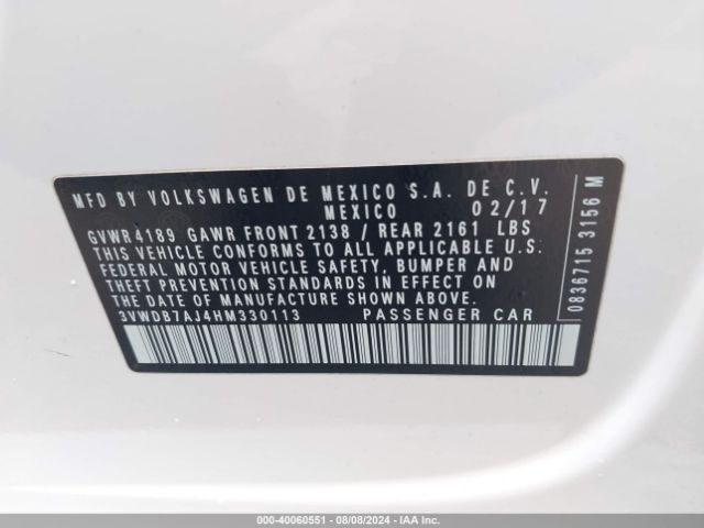 3VWDB7AJ4HM330113 Volkswagen Jetta 1.4t Se