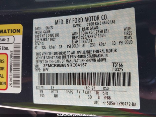 3FMCR9B68NRE04157 Ford Bronco Sport Big Bend