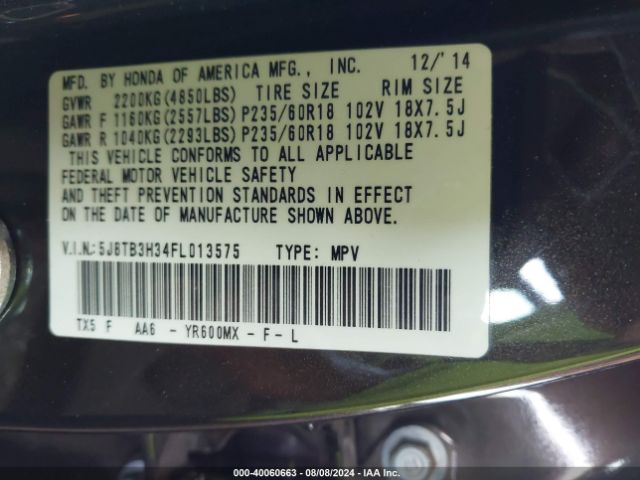 5J8TB3H34FL013575 Acura RDX